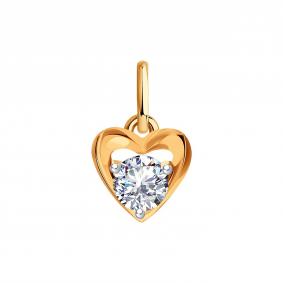 Золотая подвеска Karatov Т142036379 с фианитом Т142036379 фото