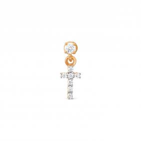 Одиночная серьга-пирсинг Крест Karatov с фианитом Т142077187 Т142077187 фото