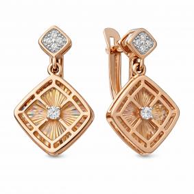 Золотые серьги Karatov Т14262Е507 с фианитом Т14262Е507 фото