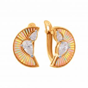 Золотые серьги Karatov Т14262Е513-К с фианитом Т14262Е513-К фото