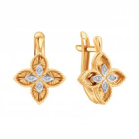 Золотые серьги Karatov Т14262Е665 с фианитом Т14262Е665 фото