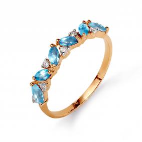 Золотое кольцо Karatov Т143015607 с топазом и фианитом Т143015607 фото