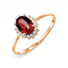 Золотое кольцо Karatov Т143017677 с фианитом и гранатом Т143017677 фото