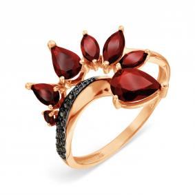 Золотое кольцо Karatov Т143018816 с фианитом и гранатом Т143018816 фото