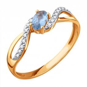 Золотое кольцо Karatov Т14301Д721 с топазом и фианитом Т14301Д721 фото