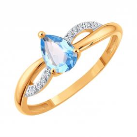 Золотое кольцо Karatov Т14301Д929 с топазом и фианитом Т14301Д929 фото