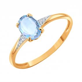 Золотое кольцо Karatov Т14301Д931 с топазом, фианитом и аметистом Т14301Д931 фото