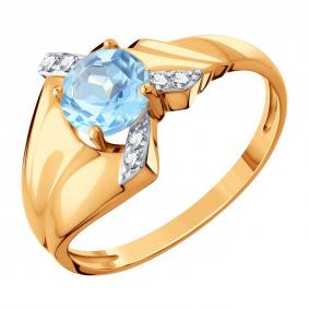 Золотое кольцо Karatov Т14301Д951 с топазом и фианитом Т14301Д951 фото