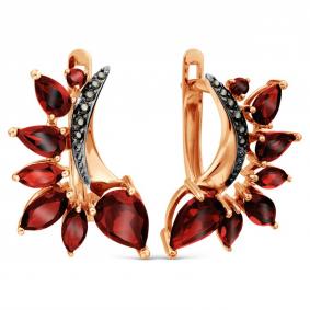 Золотые серьги Karatov Т143029162 с фианитом и гранатом Т143029162 фото