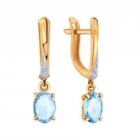 Золотые серьги Karatov Т14302Е258 с фианитом и аметистом Т14302Е258 фото