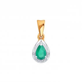 Золотая подвеска Karatov Т143036004 с фианитом и агатом Т143036004 фото