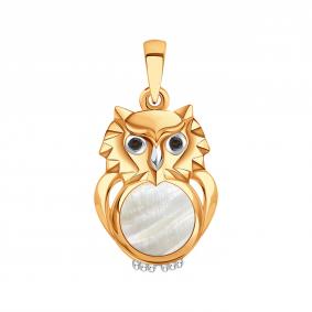 Золотая подвеска Karatov Т143036130 с фианитом и перламутром Т143036130 фото