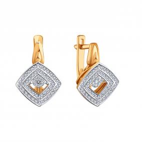Золотые серьги Karatov с танцующим бриллиантом Т14502Г479 Т14502Г479 фото
