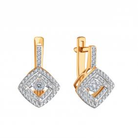 Золотые серьги Karatov с танцующим бриллиантом Т14502Г480 Т14502Г480 фото