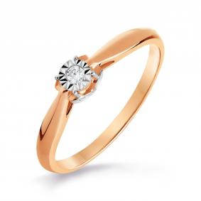 Золотое кольцо Karatov Т145616128 с бриллиантом Т145616128 фото