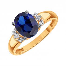 Золотое кольцо Karatov Т14561Д816-01-02 с бриллиантом и сапфиром Т14561Д816-01-02 фото