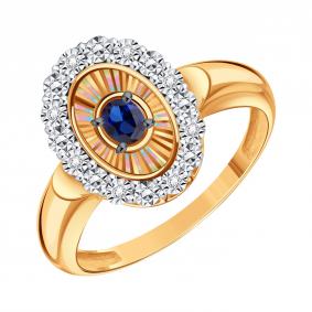 Золотое кольцо Karatov Т14561Д981-01-02 с бриллиантом и сапфиром Т14561Д981-01-02 фото