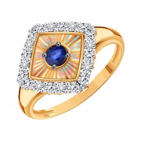 Золотое кольцо Karatov Т14561Д982-01-02 с бриллиантом и сапфиром Т14561Д982-01-02 фото