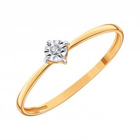 Золотое кольцо Karatov Т14561И064 с бриллиантом Т14561И064 фото