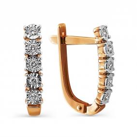 Золотые серьги Karatov Т145624206 с бриллиантом Т145624206 фото