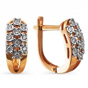 Золотые серьги Karatov Т145624215 с бриллиантом Т145624215 фото