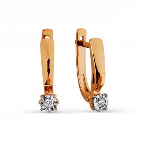 Золотые серьги Karatov Т145626334 с бриллиантом Т145626334 фото