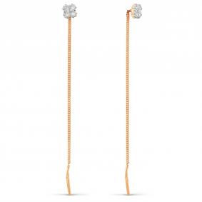 Золотые серьги Karatov Т145627326 с бриллиантом Т145627326 фото