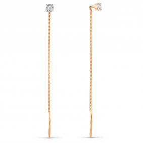 Золотые серьги Karatov Т145627328 с бриллиантом Т145627328 фото