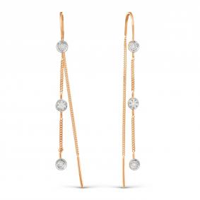 Золотые серьги Karatov Т145629107 с бриллиантом Т145629107 фото