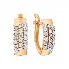 Золотые серьги Karatov Т145629838 с бриллиантом Т145629838 фото