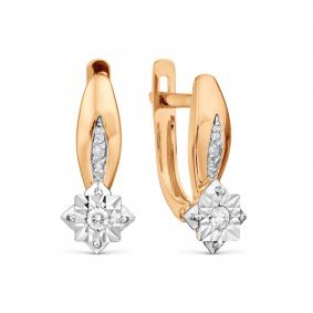 Золотые серьги Karatov Т145629933 с бриллиантом Т145629933 фото