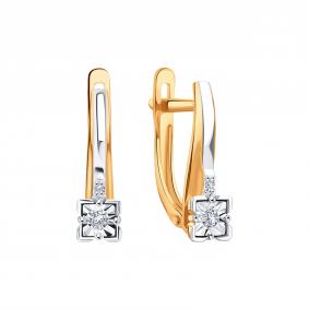 Золотые серьги Karatov Т145629934 с бриллиантом Т145629934 фото