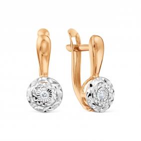 Золотые серьги Karatov Т14562Б605 с бриллиантом Т14562Б605 фото