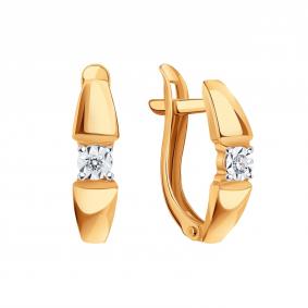 Золотые серьги Karatov Т14562В263 с бриллиантом Т14562В263 фото