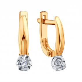 Золотые серьги Karatov Т14562В265 с бриллиантом Т14562В265 фото