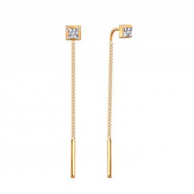 Золотые серьги Karatov Т14562В296 с бриллиантом Т14562В296 фото