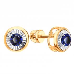 Золотые серьги Karatov Т14562В398-01-02 с сапфиром Т14562В398-01-02 фото