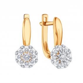 Золотые серьги Karatov Т14562В493 с бриллиантом Т14562В493 фото