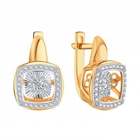 Золотые серьги Karatov с танцующим бриллиантом Т14562В947 Т14562В947 фото