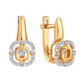 Золотые серьги Karatov с танцующим бриллиантом Т14562Г162 Т14562Г162 фото