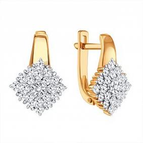 Золотые серьги Karatov Т14562Г322 с бриллиантом Т14562Г322 фото