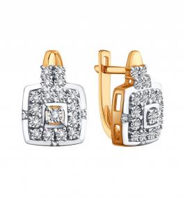 Золотые серьги Karatov Т14562Г651 с бриллиантом Т14562Г651 фото