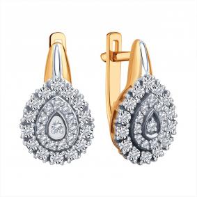 Золотые серьги Karatov Т14562Г653 с бриллиантом Т14562Г653 фото