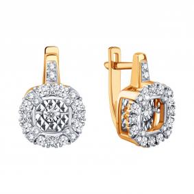 Золотые серьги Karatov Т14562Е008-01 с бриллиантом Т14562Е008-01 фото