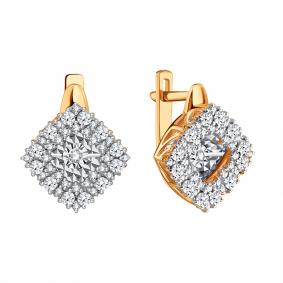 Золотые серьги Karatov с танцующим бриллиантом Т14562Е010-01 Т14562Е010-01 фото