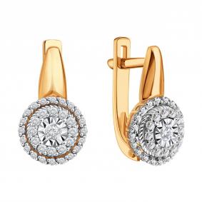 Золотые серьги Karatov Т14562Е018 с бриллиантом Т14562Е018 фото