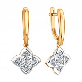 Золотые серьги Karatov Т14562Е048 с бриллиантом Т14562Е048 фото