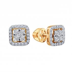 Золотые серьги Karatov Т14562Е064 с бриллиантом Т14562Е064 фото