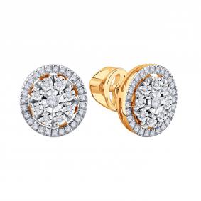 Золотые серьги Karatov Т14562Е066 с бриллиантом Т14562Е066 фото