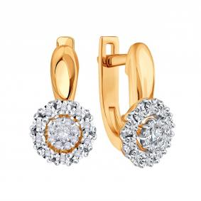 Золотые серьги Karatov Т14562Е067 с бриллиантом Т14562Е067 фото